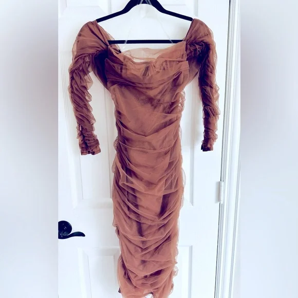 strapless open back dress Kaitlin One Shoulder Slinky and Mesh Maxi Dress main image 1